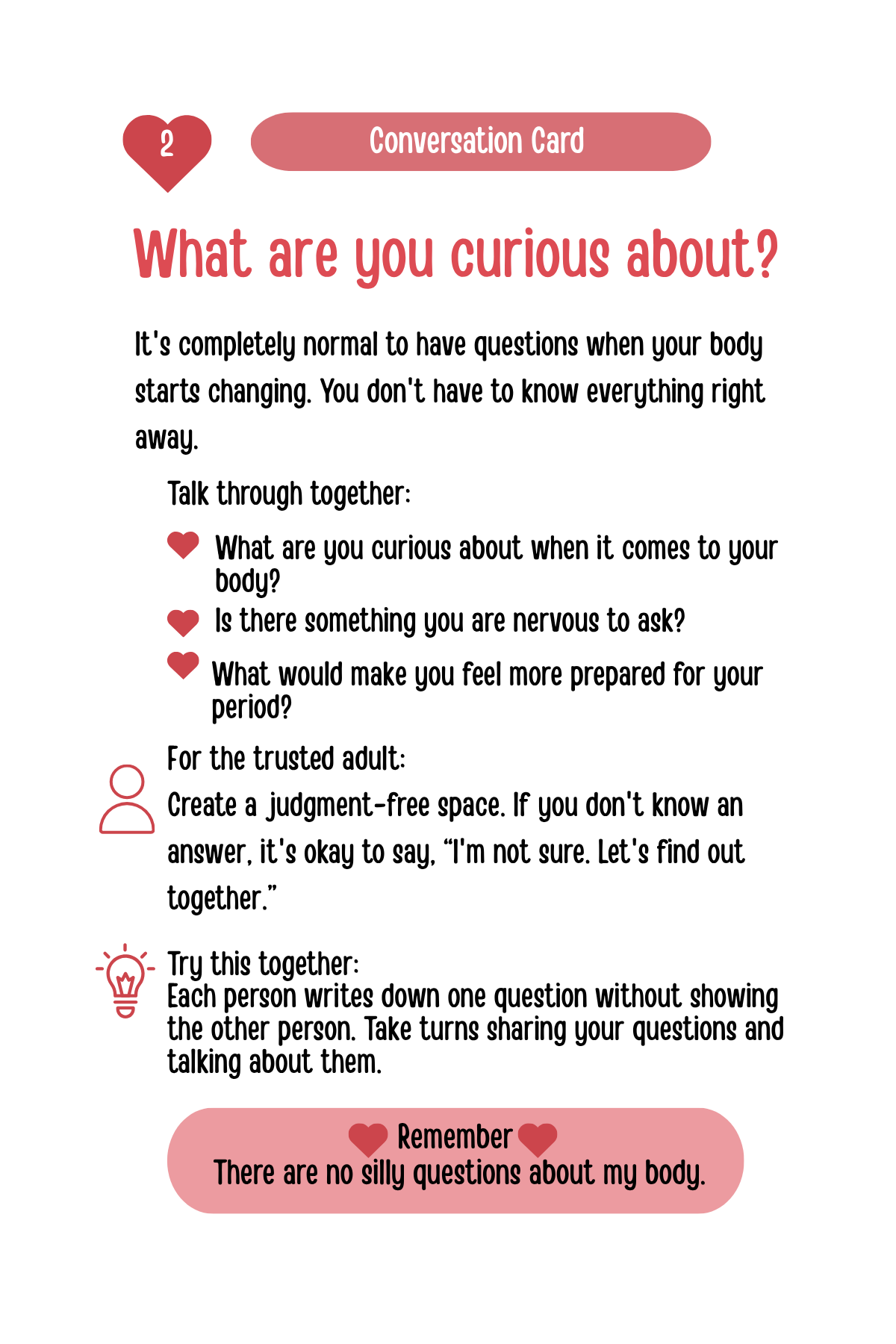 Period Ready: Tween & Adult Conversation Cards | Digital Download